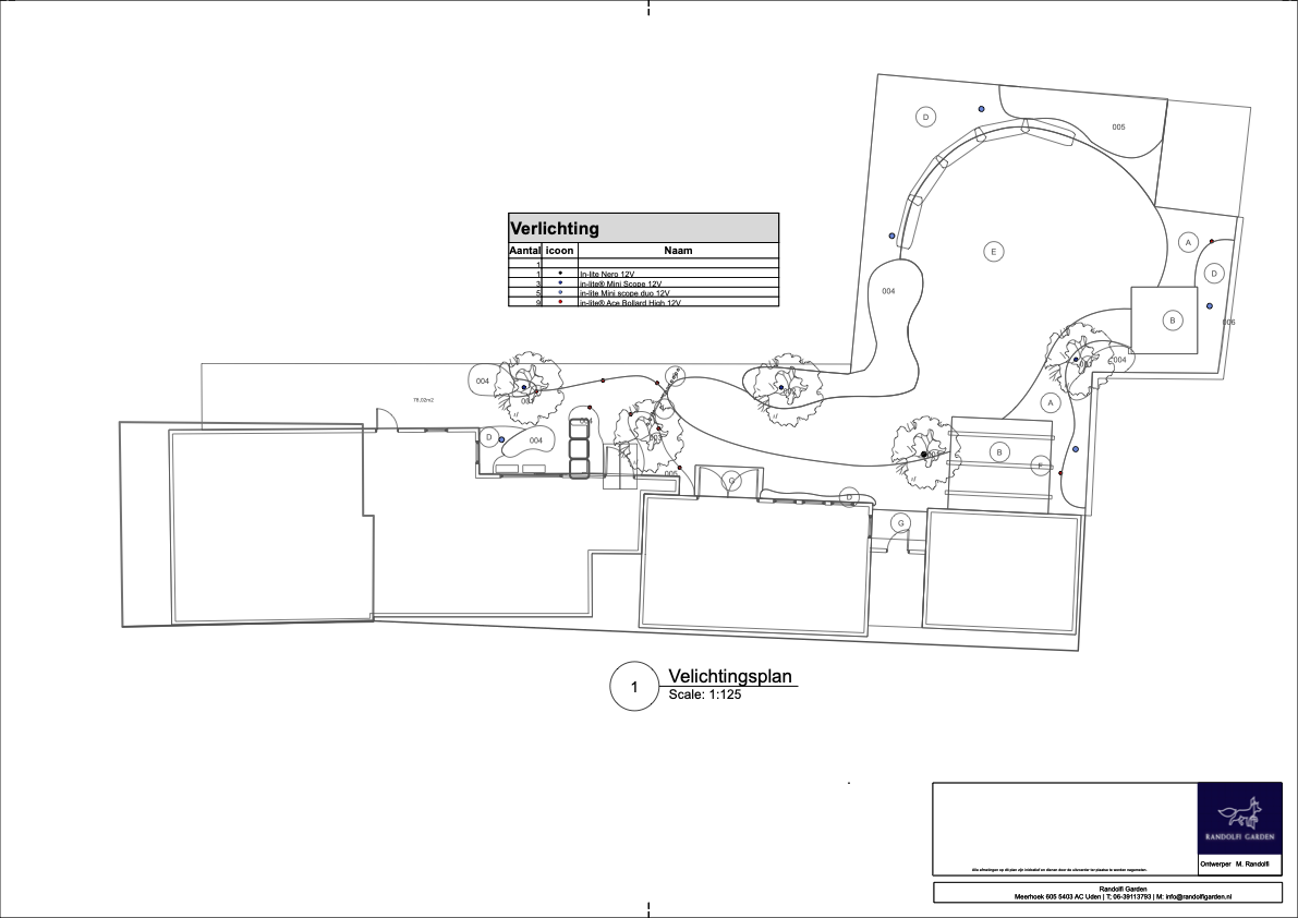 Voorbeeld verlichtingsplan &mdash; Randolfi Garden